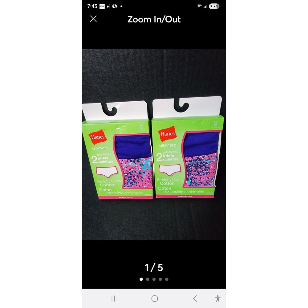 2 HANES ULTIMATE GIRLS 2 BRIEFS PER PACK STRETCHY COMFY COTTON SIZE 8 LRC